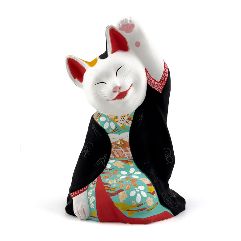 初代縁福猫（復刻版）／芸者招き猫／河村目呂二さん作／高さ25cm