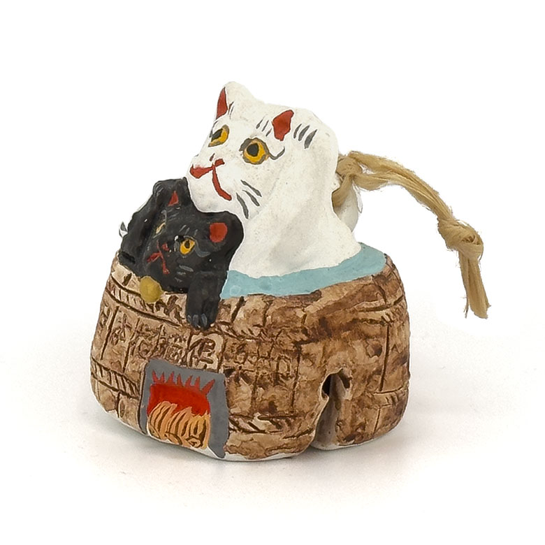 招き猫土鈴／伊賀土鈴／方隆窯志乃／篠田正隆さん作／高さ6cm