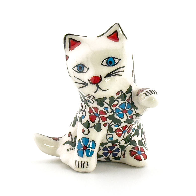 トルコ陶器の招き猫/製作国:トルコ/高さ12cm