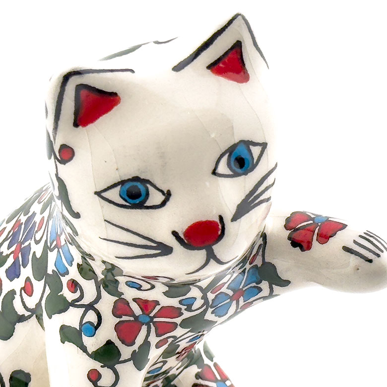トルコ陶器の招き猫/製作国:トルコ/高さ12cm