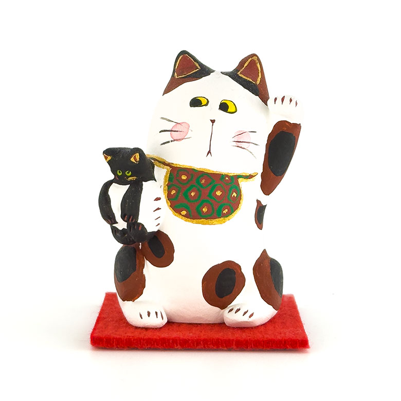 子猫持ち招き猫/緑猫工房さん作/高さ6.5cm