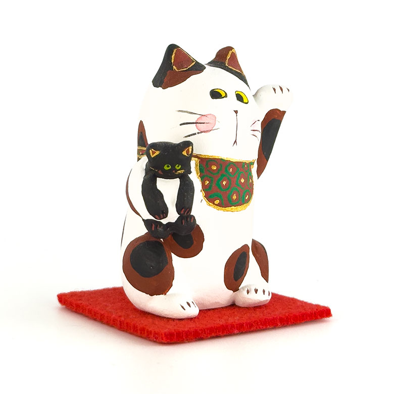子猫持ち招き猫/緑猫工房さん作/高さ6.5cm
