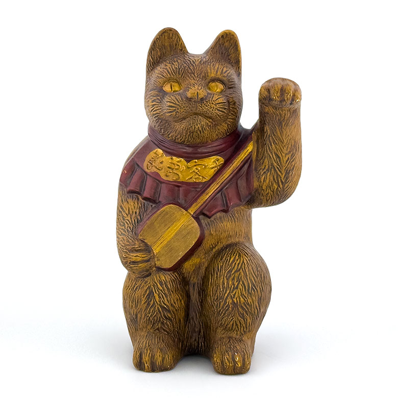 三味線招き猫（復刻版）／企画：日本招猫倶楽部／高さ19cm