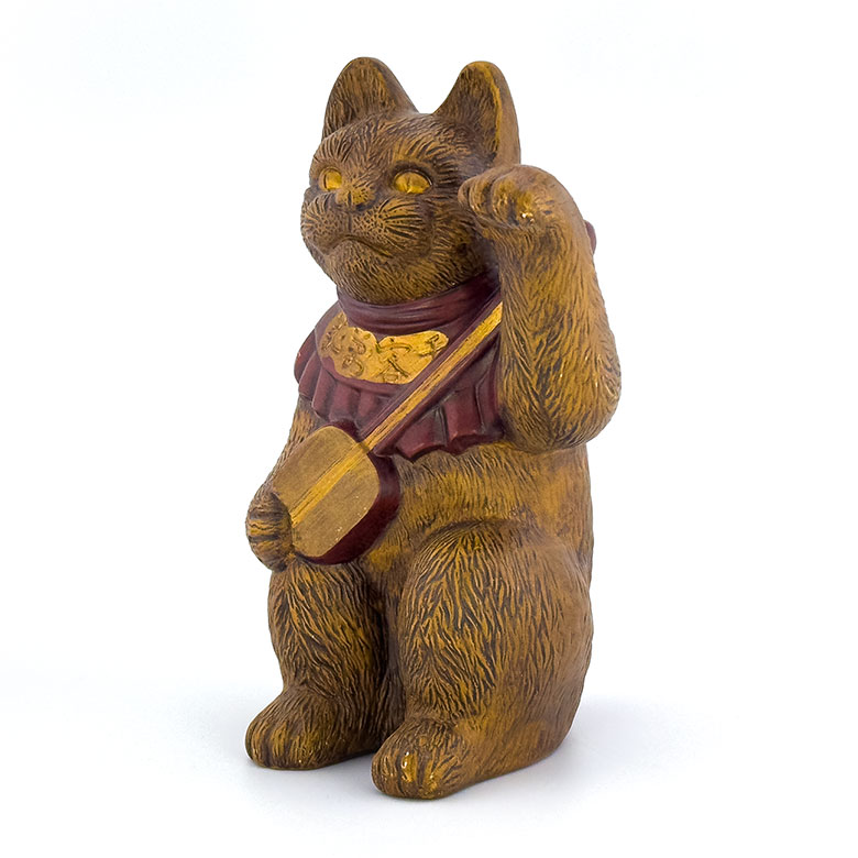 三味線招き猫（復刻版）／企画：日本招猫倶楽部／高さ19cm