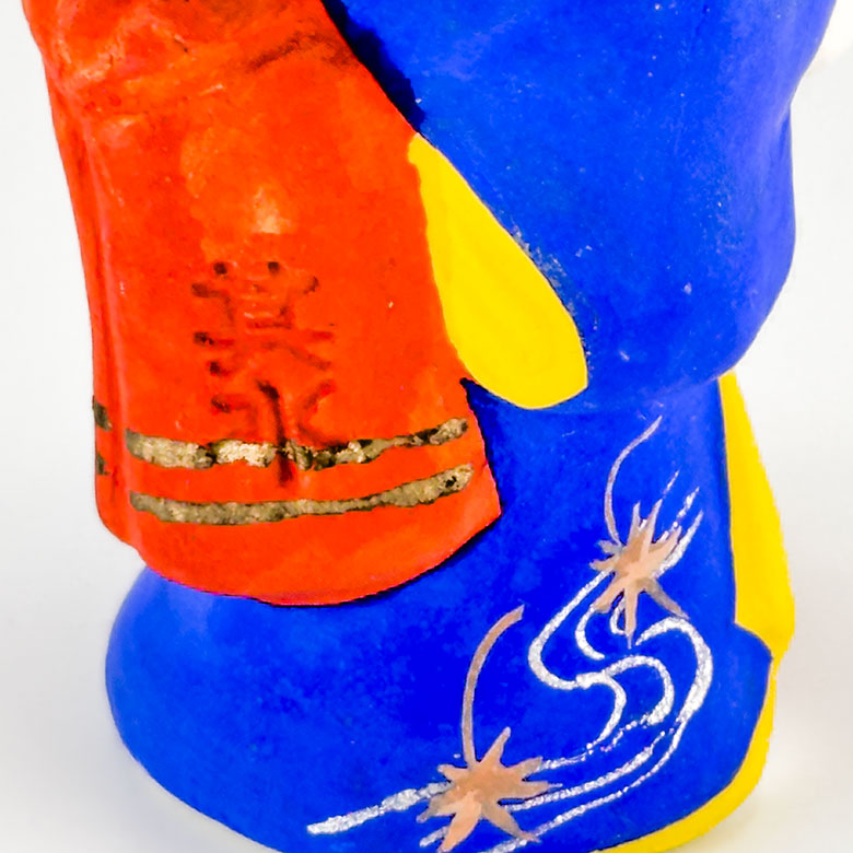 猫抱きお福／名古屋土人形／野田末吉さん作／高さ9cm